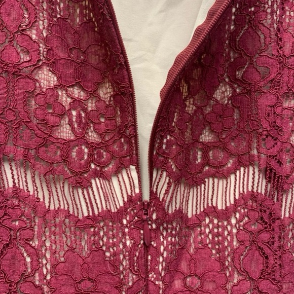 Anthropologie Maeve Elsa Burgundy Lace Peplum Lined Dress Size XS - Picture 4 of 11